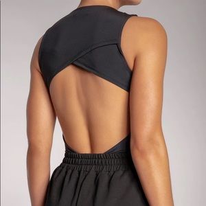 Meshki Gabriella Cut Out Back Tank Bodysuit Black Size Small